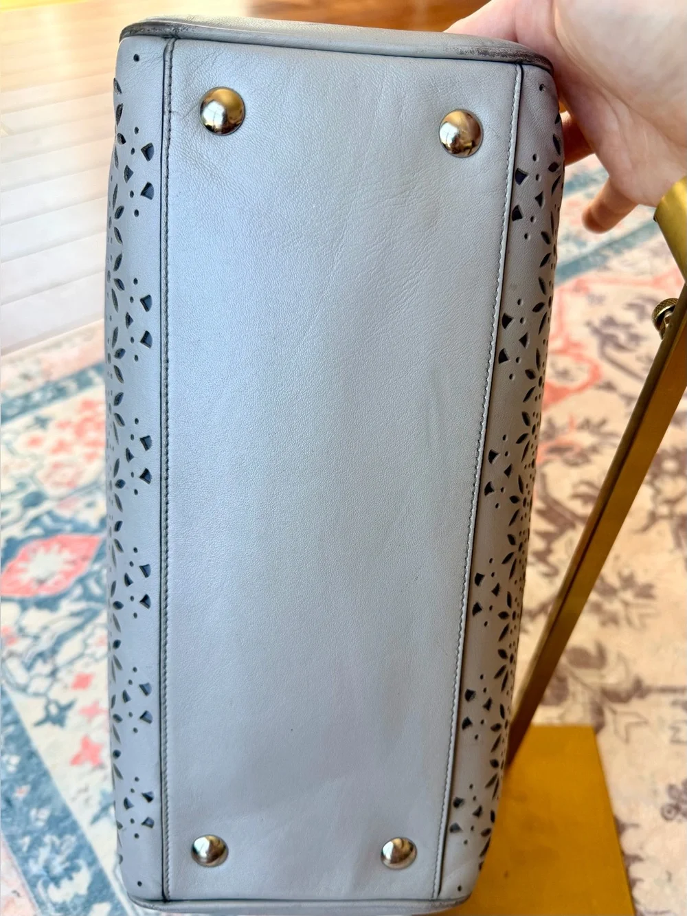 Coach Taylor Eyelet Leather Satchel with Accent Scarf (Style Number F27392). - Picture 8 of 15